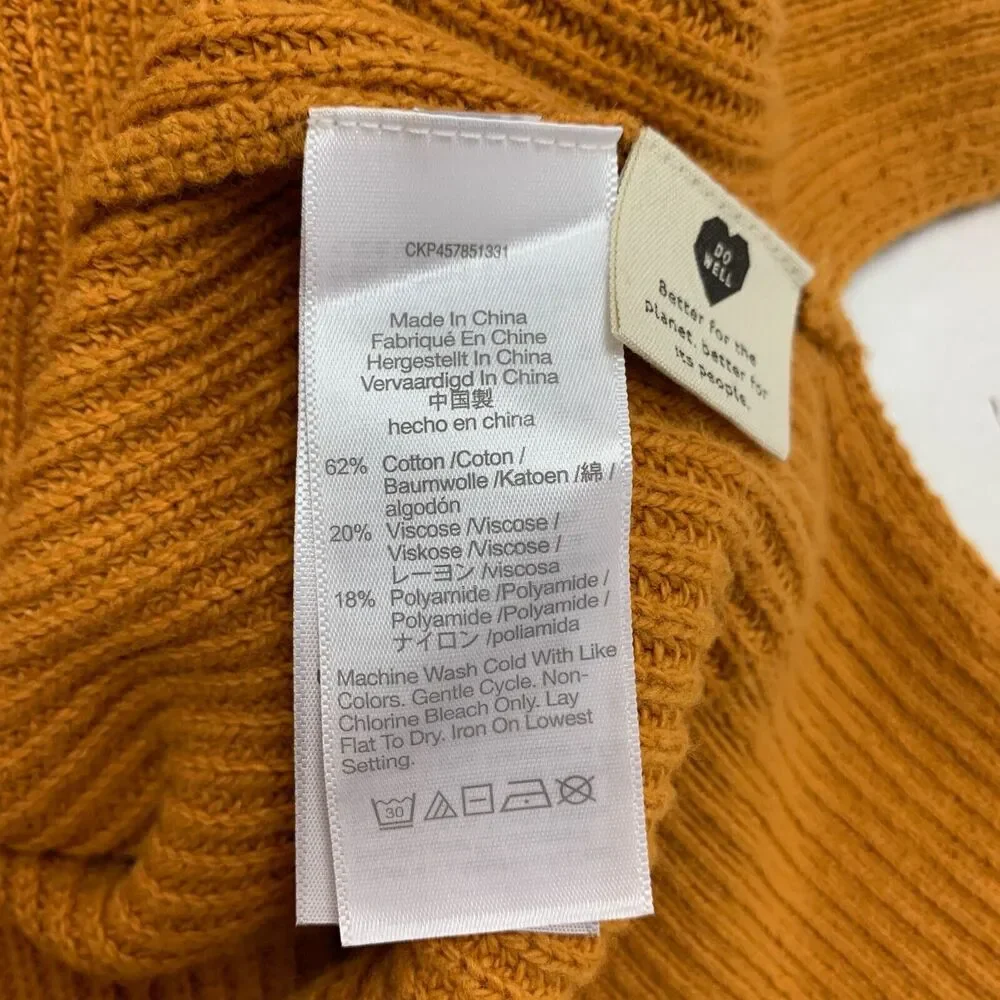 Madewell Sweater Womens XS‎ Extra Small Turmeric Thompson Pocket Pullover Boxy